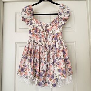 Cider Floral Mini Puff Sleeve Dress
